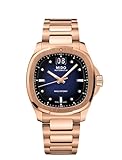 MIDO Multifort TV Big Date - Swiss Automatic Watch for Men - 40mm Stainless Steel Case w/Rose Gold-Color PVD Coating - Blue Dial - M0495263304100