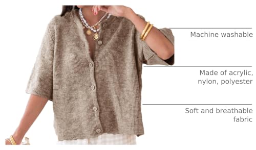 Image of Women Knitted Crop Cardigan Shirt Short Sleeve Button Down Ribbed Knit Crop Top Y2k Girls Outwear Top Tee Shirt