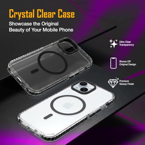 Image of Zapcase Crystal Clear Back case for iPhone 15 | Hard PC Back | TPU Bumper with Inner Rubber Grip | Metal Camera Guard Bezel | Metal Buttons | Scratch Resistant Cover | 2 Layer Edge Protection | Black