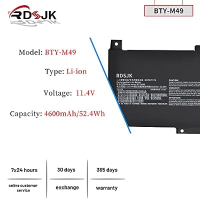 BTY-M49 Laptop Battery for MSI Prestige 14 A10M A10SC A10SC-009 A10RB A10RAS MS-14C2 A10RAS A11SCX Summit E14 A11SCS A11SCST A11SCX Modern 14 B4M MS-14DK B10M B10RAS B10RASW B11SB Series 11.4V 52.4Wh