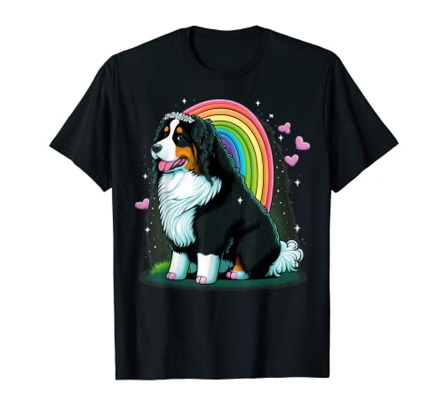 Carino Colorato Rainbow Bernese Mountain Dog Maglietta