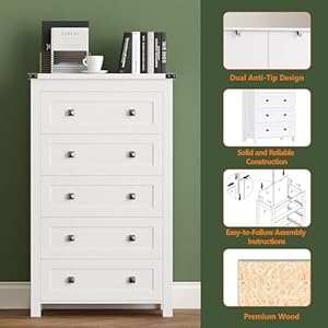 Talldresserforbedroomwhitedresserwith5drawerwoodstoragetowerchestlargeorganizercabinetforkidsroomlivingroomhallwayentrywayclosetoffice  Urban Country Home Decor Tall dresser for bedroom white dresser with 5 drawer wood storage tower chest large organizer cabinet for kids room living room hallway entryway closet office  urban country home decor
