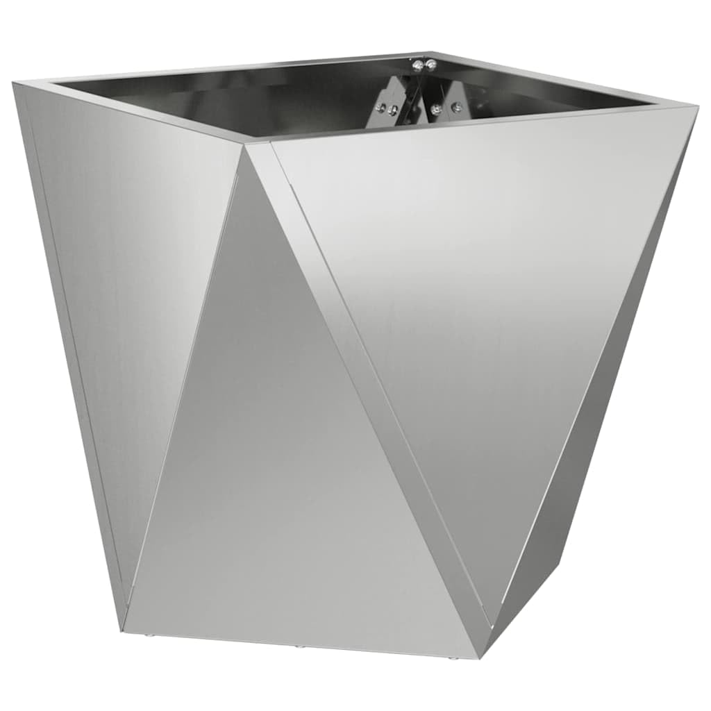 Donica 2 szt Srebrny 30x30x30 cm Stal Galwanizowana Nowoczesna Donica Ogrodowa na Zewnątrz Wytrzymała Skrzynka na Rośliny z Falistymi Bokami Łatwy Montaż Taras Balkon Ozdobna