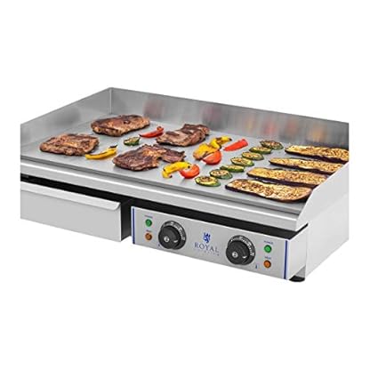 Royal Catering RCEG-75 Elektro-Grillplatte 2 x 2.200 W 72,5 cm breit Spritzschutz Grillplatte Griddleplatte Bräter Bratplatte Griddle Elektrogrill – Bild 5