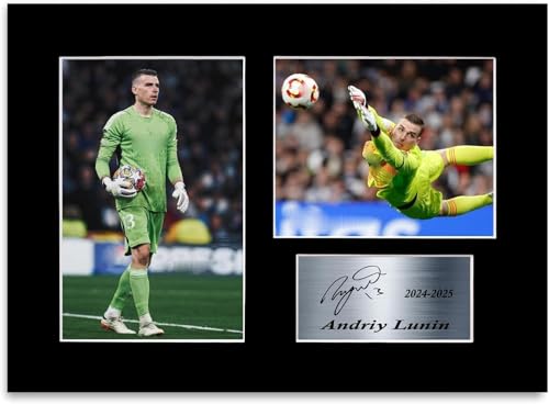 Autografo prestampato Foto autografata di Andriy Lunin 2024-2025, formato A4, regalo per i fan del Madrid