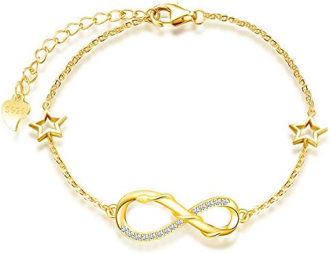 MicLee Woman's girl's Bracelet, 925 Sterling Silver bracelet, Cute snake and infinity symbol bracelet, with mini hollow star
