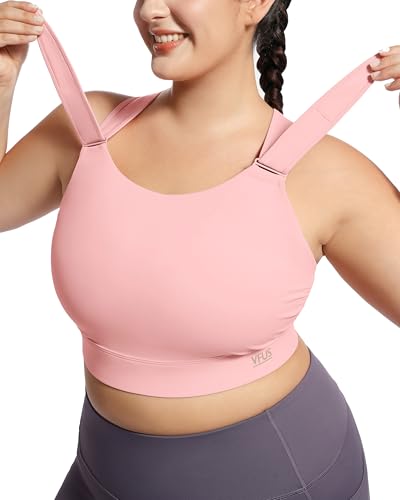 Image of Plus Size Sports Bras Medium-High Support Adjustable Racerback High Neck Wireless Everyday Workout Running Bra for Women