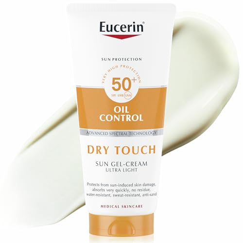 Eucerin Sun Body Oil Control Gel-Cream SPF 50+ 200ml, Ultra-Light Dry Touch Gel Sun Cream for Oily Skin, Fast-Drying Sunscreen with Oil Control Technology, Water-Resistant