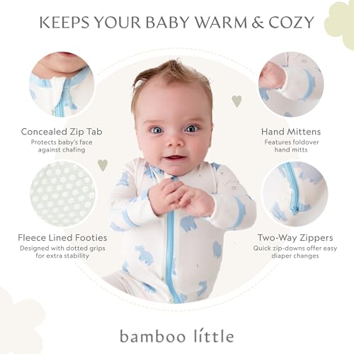 Image of Bamboo Little Soft Baby Footie Pajamas, Baby Clothes, Newborn Sleepers, 95% Viscose and 5% Spandex, 0-24 Months