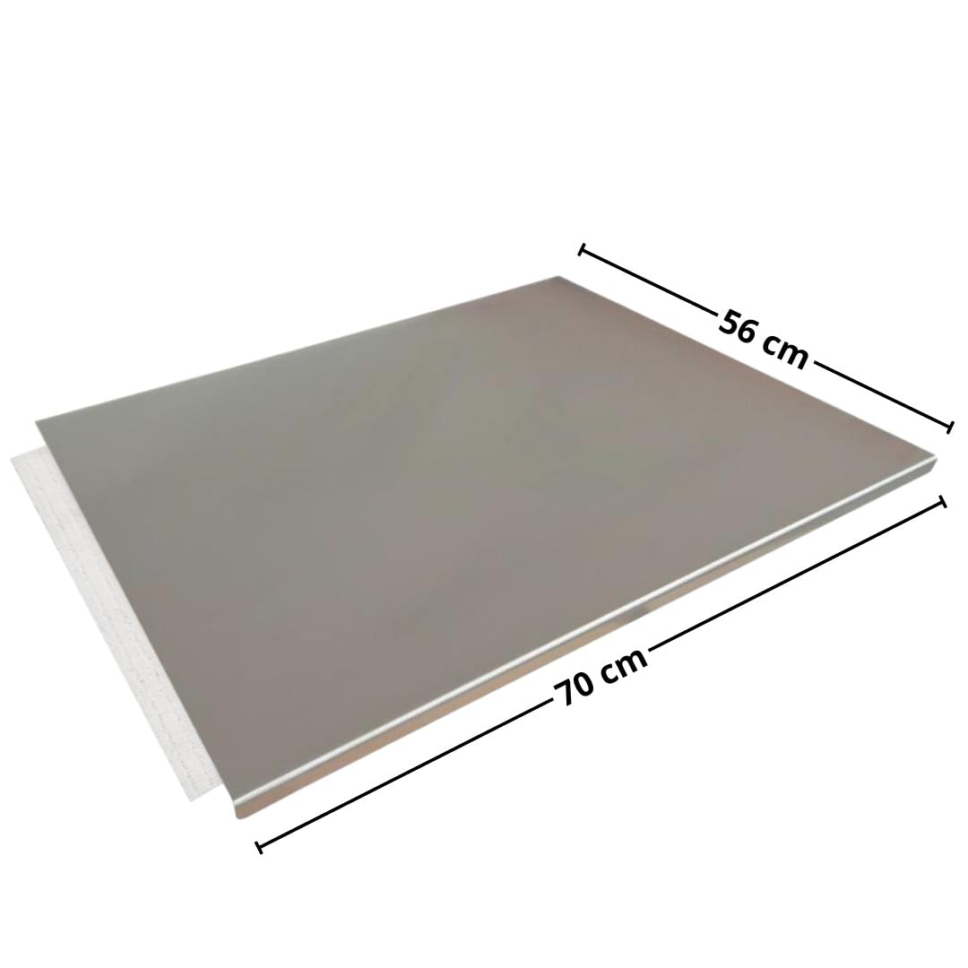 GIEMEM Superficie de trabajo inox 70 x 56 cm para amasar | Base estable; Fácil limpieza; Borde frontal; Uso diario; Repostería