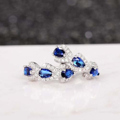 Tesuivra Lightweight Huggie Earrings for Women Trendy White Gold Plated Open Hoop with Blue Cubic Zirconia by Tesuivra - Used condition - Image 7