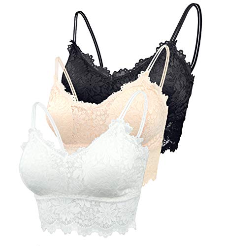 FEOYA Bustier Tops Damen 3 Stück Spitzen BH Ohne Bügel Dünn Nahtlos...