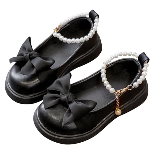 Girls Mary Jane Shoes with Pearls Bow Toddler Dress Shoes Flower Girl Shoes for School Toddler Girl Mary Girl Wedges