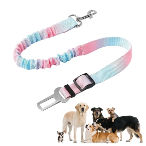 Vyloky Arnés para perros de longitud ajustable, cinturón de seguridad elástico que absorbe los golpes, para todos los perros y gatos, apto para todos los vehículos (rosa y azul)
