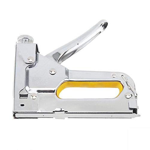 Manual Stapler, Staple Gun, 3 in 1 Manual Nail Gun with 600 Staples - Heavy Duty Gun for Upholstery, DIY, Fixing Material, Decoration, Carpentry, Furniture (Silver)