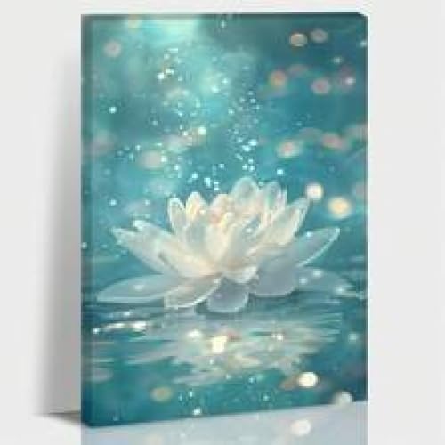 Peinture de meditation zen lotus blanc pour reduire le stress maison