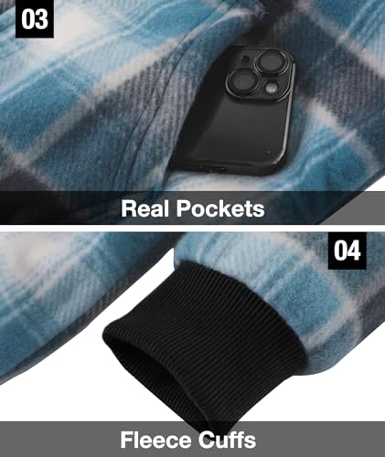 Image of GEEK LIGHTING Boys Flannel Jacket Sherpa Lined Hoodies Zip Up Fleece Plaid Shirt Jackets Winter Outdoor Coat Warm