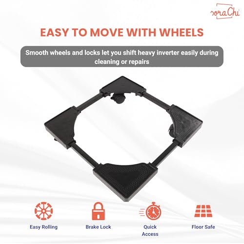 Image of SoraChi Washing Machine Stand w /Wheels & Vibration Control-Elevates Appliance for Water Protection & Rust Prevention-Durable Plastic-Iron Construction for Front & Top Load Washers (Black Lock)