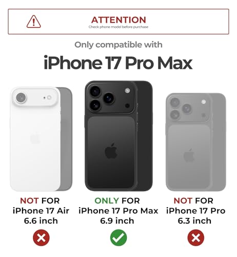 Image of Dexnor for iPhone 17 Pro Max Case, [2 Front Frame & Built-in Flip Camera Cover & Kickstand], Compatible Wireless Charging, Heavy-Duty Shockproof Portection Case with Screen Protector, 6.9 inch Black