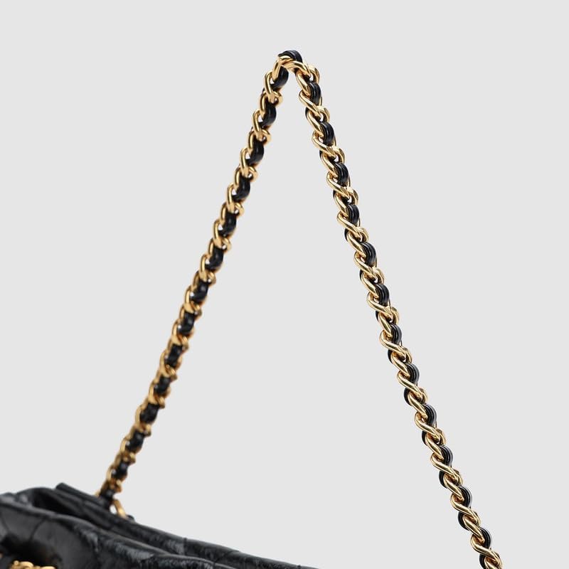 URBAN REVIVO Women‘s Quilted Leather Crossbody Bag， Drawstring Bucket Handbag Purse for Travel， Daily & Shopping