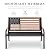50" Outdoor Garden Bench, Cast Iron Metal Frame Patio and Porch Welcome Benches with Classic Americana Style Backrest and Weatherproof Seat, Park Decorative Memorial Bench (Black & Woodgrain Colors)