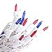 Dobar Red White and Blue Lights on White Wire - 4th of July Decorations - 100 Count - 24 Ft - UL Listed - Indoor/Outdoor Use - Connectable