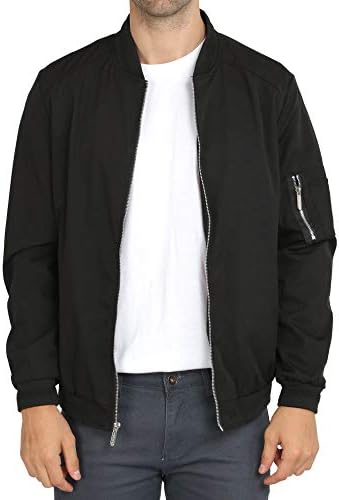 WULFUL Mens Casual Lightweight Jacket Softshell Flight Bomber Jacket Varsity Windbreaker