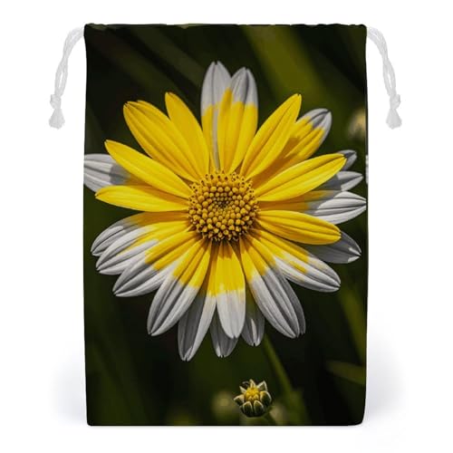 Drawstring Storage Bag Sports Cinch Sack Yellow Gray Flower Gym String Bags for Travel Swimming Beach