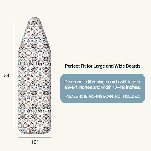 Image of Ironing Board Cover and Pad 18 inchx54 inch Extra Thick Natural Cotton,Scorch and Stain Resistant Iron Board Cover,Extra Large Iron Board Cover with Fasteners Heavy Duty Heatproof Elastic Edge Floral