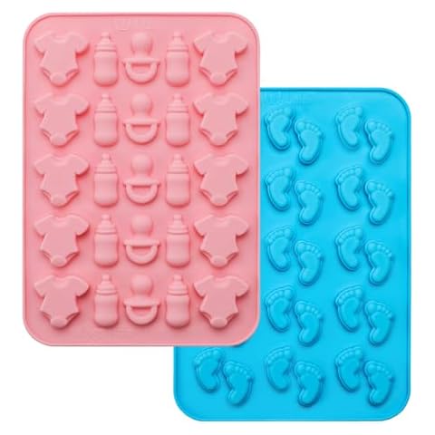 Webake Baby Feet Mold Baby Onesie Baby Bottle Pacifier Molds, Bite Size Silicone Chocolate Candy Molds Gummy Mould for Baby Shower Party Cake Decoration Cupcake Topper Cover