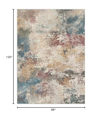 Area Rugs 8x10 Machine Washable Area Rugs for Living Room Bedroom Dining Room, Large Modern Abstract Colorful Soft Rugs, Indoor Low Pile Carpet with Non Slip Rubber Backing, Multi Beige