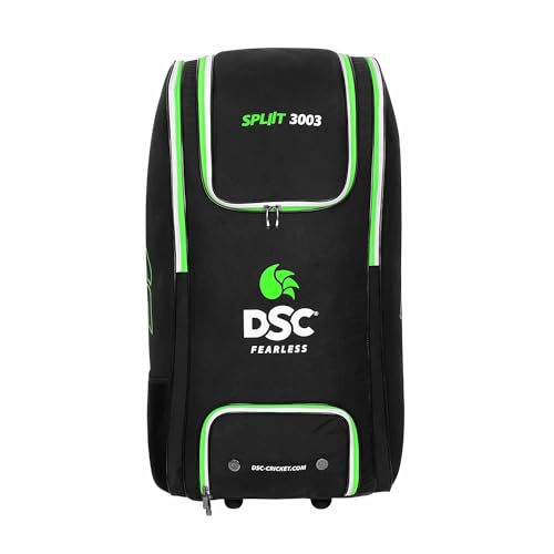 Image of DSC Spliit 3003 Cricket Duffle Kit Bag with Wheels - Large Capacity Sports Equipment Travel Bag for Players, Color - Black /Green