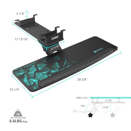 EUREKA ERGONOMIC Height Adjustable Mouse & Keyboard Tray Under Desk, 28x10'' Large Slide Out Swivel Tilt Computer Keyboard Drawer with Mouse Pad for Gaming Home Office Desk, Dual Mount