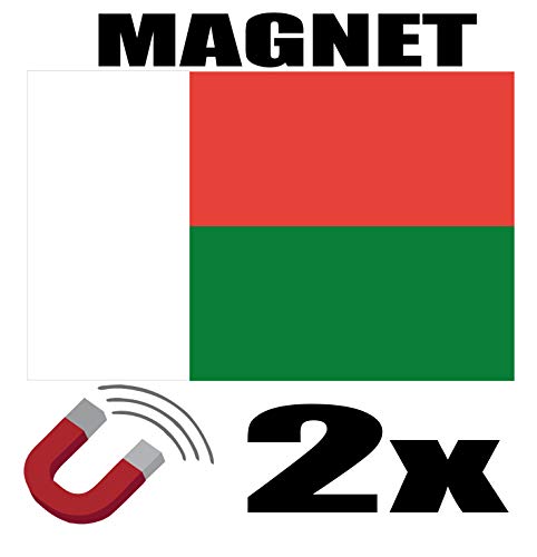 SAFIRMES 2 x Madagaskar-Flagge, magnetisch, 6 x 3 cm