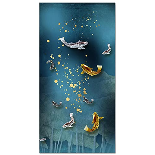Poisson d'or dans l'eau impression sur toile moderne de 50x100cm