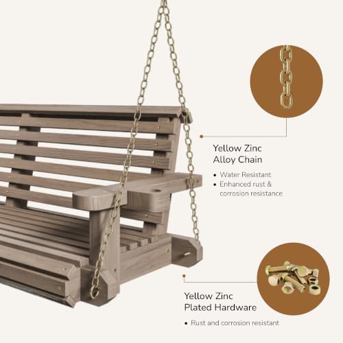 Image of Porchgate Amish Heavy Duty 800 Lb Roll Comfort Treated Porch Swing W /Chains (5 Foot, Warm Walnut Stain)