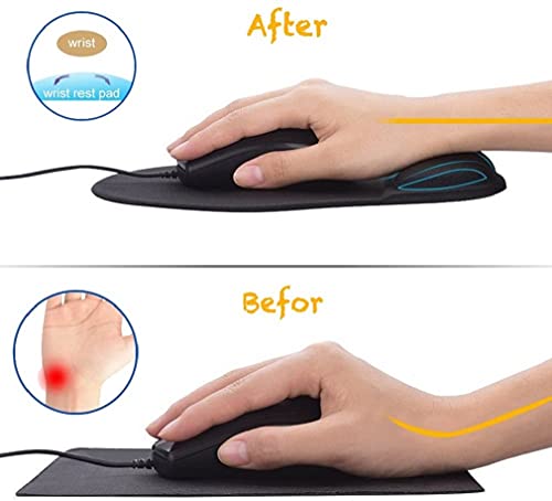 Office Mousepad With Gel Wrist Support - Ergonomic Gaming Desktop Mouse Pad Wrist Rest - Design Gamepad Mat Rubber Base For Laptop Computer -Silicone Non-Slip Special-Textured Surface (Grey) #TOP5