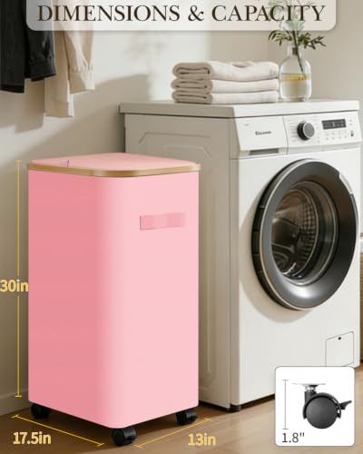 Image of Laundry Hamper with Wheels, 110L Large Clothes Hamper with Removable Inner Bag, Collapsible Dirty Clothes Basket for Dorm, Rolling Dirty Clothes Basket for, Bedroom, Bathroom, Laundry Room