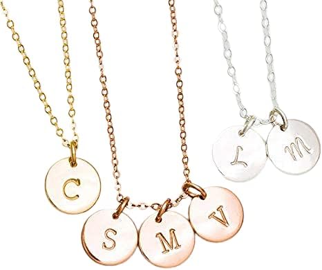 1 2 3 4 Circle Initial Pendant Necklace, Customized Small Disc Necklace, Family, Sister Necklace, Mother, Couple Jewelry 14K Gold fill, Sterling Silver or Rose Gold