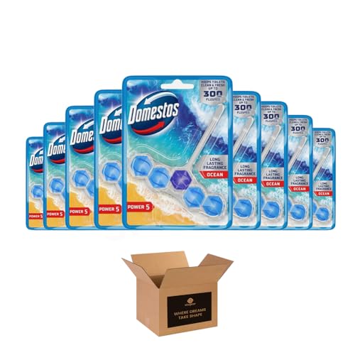 Image of Domestos Thick Bleach Multi Purpose Disinfectant Cleaner | Germ Limescale Removal 3x Longr, Antibacterial Toilet, Bathroom, Kitchen & Drain Cleaner | 750ml (9, Rimblock Ocean £1.50)