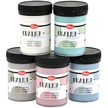 Viva Decor Chalk Paint for Furniture - Set of 5 Pastel White, Pink, Blue, Green, Grey, 5x3,38 fl oz Painting DIY, Cabinets, Glass, Multi-Surface Craft Paint, Non-Toxic, All-in-One, Made in Germany