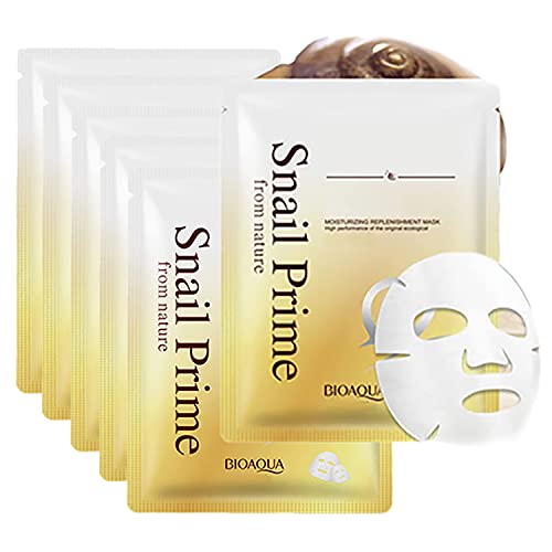 Bioaqua Snail Essence Moisturizing Replenishment Face Mask Repair Facial Skin Tender Hydration 30G (6 Pack) #TOP22
