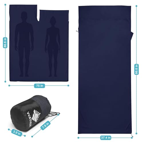 Sleeping Bag Liner, Self Tan Sleep Sack, Adult Sleep Sack, Two-Way-Zipper Expose Feet Separately, Portable Single Camping Travel Sheets for Hotel,Hostels,Business Trips by VVAYHUA - Used condition - Image 6