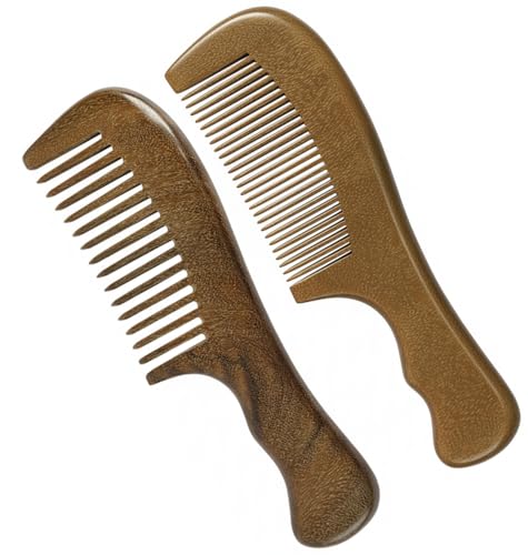 Set 2 Peines Madera Green Sandalwood Dientes Finos y Anchos miniatura 1