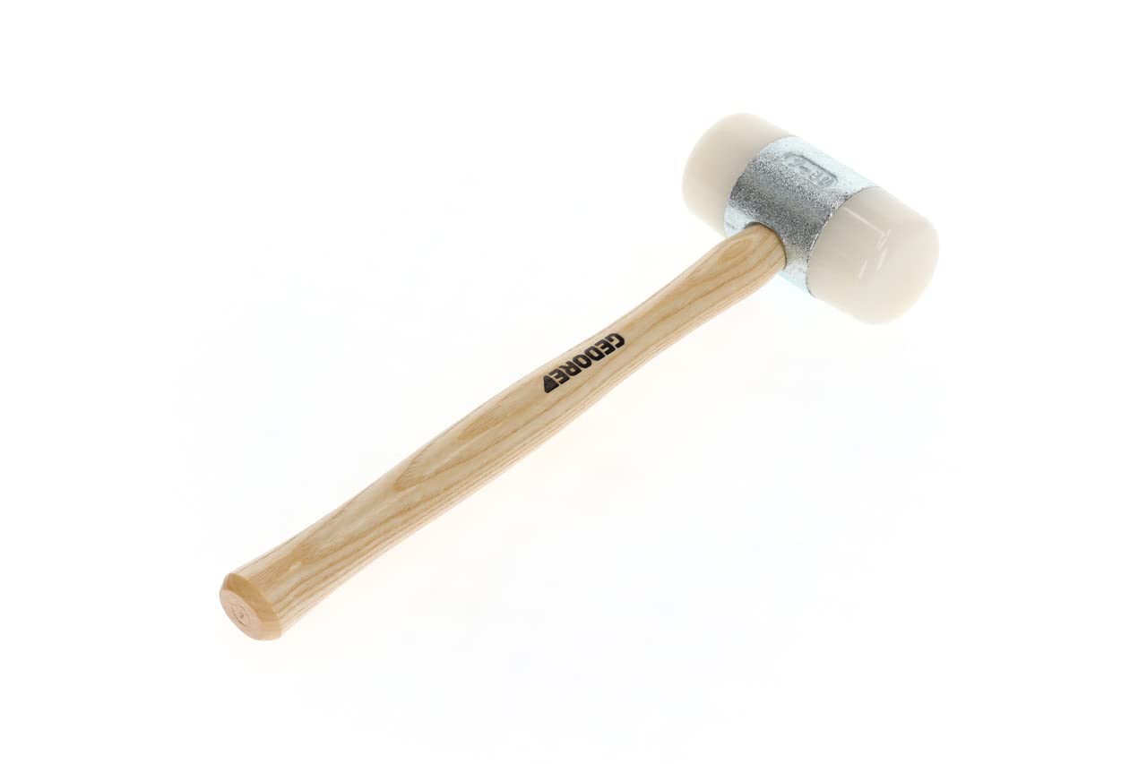 GEDORE Martillo de Nylon con empuñadura de madera, Martillo de cuero, 60 mm de diámetro, Martillo con mango de madera de fresno, Herramienta, Forjado, 225 E-60