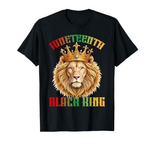 Lion Juneteenth Cool Black History African American Flag T-Shirt