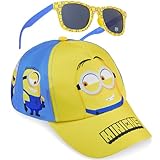 Minions Gorra Infantil Ajustable y Gafas de Sol UV 400, Conjunto Verano Niño Accesorios Ligero y Cómodo para Uso Diario (Amarillo Minions)