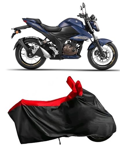 Image of AutoCart Bike Scooty Motorcycle Cover for Premium Bike (Black and Red Color) Also Suitable for All 125 CC Bikes and Scooty and Upto 150cc Pack of 1 | Design for Suzuki GIXXER