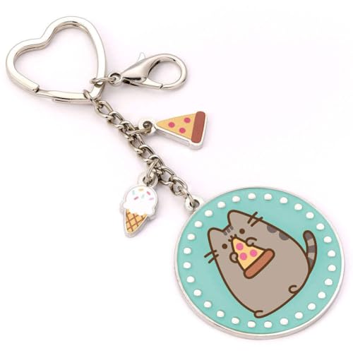 Pusheen Pizza None Schlüsselanhänger silberfarben Zinklegierung Fan-Merch Geschenke Katzen