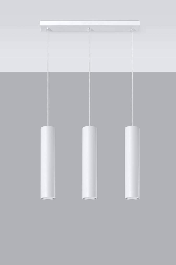SOLLUX lighting Lampada da Soffitto - Lampada da Sospensione - in Acciaio - Lampadina LED - 3 Paralumi - Bianco Lagos